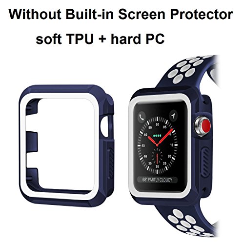Apple Watch Case, iitee 38mm Rugged Slim Protective iWatch Case for Apple Watch Series 3/2/1 – Navy/White