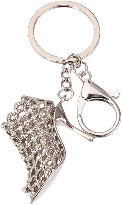 Vikenner Creative Crystal High Heel Shoe Keychain Metal Rhinestone Diamond Key Ring Keyfobs Bag Car Pendant Ornaments for Women Men Souvenir Birthday Gift - Silver