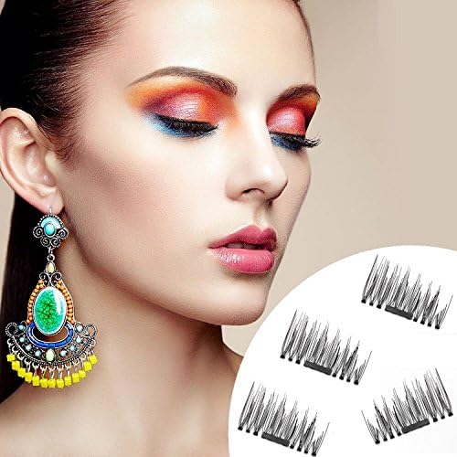 Magnetic Eyelashes [No Glue], Premium Magnet Quality False Eyelashes Set for Natural Look, Perfect For Round Eyes and Deep Set Eyes (1 pair 4 pcs)