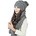 XILALU Women's Warm Woolen Knit Hood Scarf Shawl Caps Hats Suit 1 Set