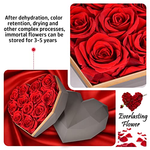 Jesskit Preserved Roses,Forever Roses Fresh Real Flowers Arranged in Elegant Diamond Heart