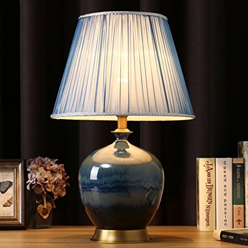 DOIMODL Simple Designs Ceramic Table Lamp,（DAS7086'） Chinese Mandarin Style Perfect for All Living Rooms & Bedrooms Porcelain Table Lamp - Superb Quality (Color : Button switch)