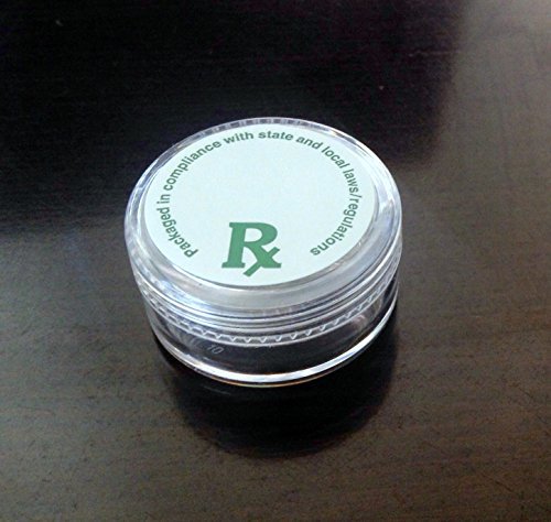 100 Concentrate Containers (w/ Rx Labels) - 5ML Plastic Screw Top Wax Dab Marijuana Cannabis All State Compliant