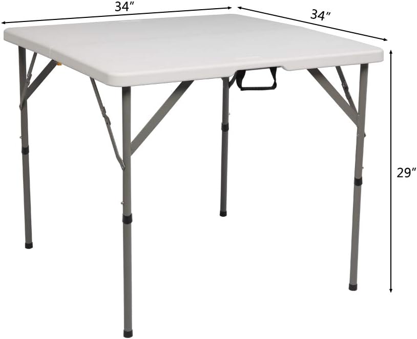 VINGLI 34" Fold in Half Square Table, Bi-Folding Commercial Table, Portable Plastic Dining Card Table for Kitchen or Outdoor Party Wedding Event, White Granite: Kitchen & Dining