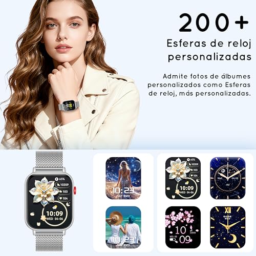 HXQHSTBG Women's Smart Watch (3 Straps) 1.83" HD Calls Bluetooth Smartwatch Whatsapp Notification with Heart Rate Monitor/SpO2/Sleep/Pedometer, 120 Sports Modes Voice AI, Android iOS Silver
