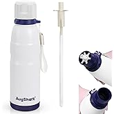 Augshark 20oz Water Bottle Insulated with Straw & Handle Double Wall Vacuum Stainless Steel Water Flask Keep Cold 24h Hot 12h for Sports, Travel, School (White)