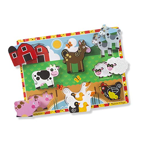Melissa & Doug Wooden Chunky Puzzles Set Farm and Pets Wooden