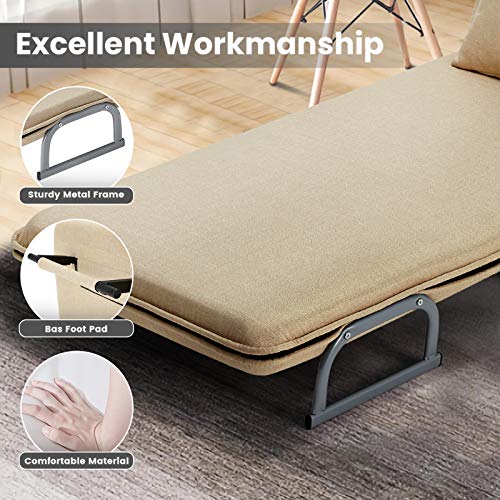 HOMHUM Convertible Sofa Bed Sleeper Chair Folding 5 Position Arm Chair