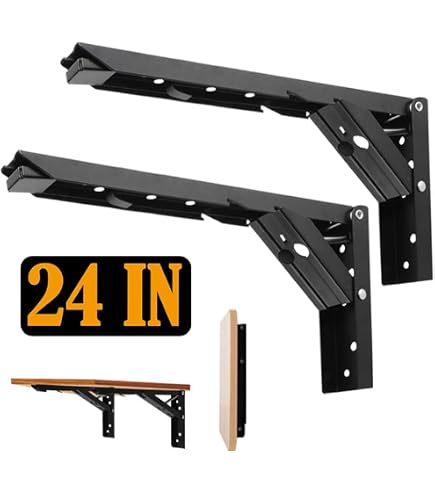 thumbnail image 2 of 6PCS Stainless Steel Wall Mounted Folding Table Brackets - 12", Max Load 550 Lb 2 of 2