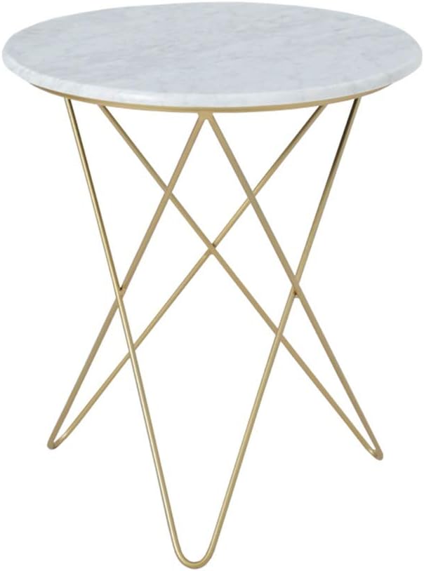 DYFYMXSide table Side table marble tabletop metal frame living room sofa bedroom bedside companion (color : Gold, Size : S)