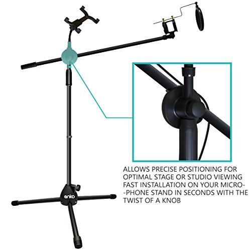 Mic Stand, ANKO Fashion Easy-Adjust Tablet Mount with Flexible 360 Degree Rotating and Mic Mount with 24.78" long Arm, Suitable for All 7-14 Inch Tablets. (BLACK-1 PACK)