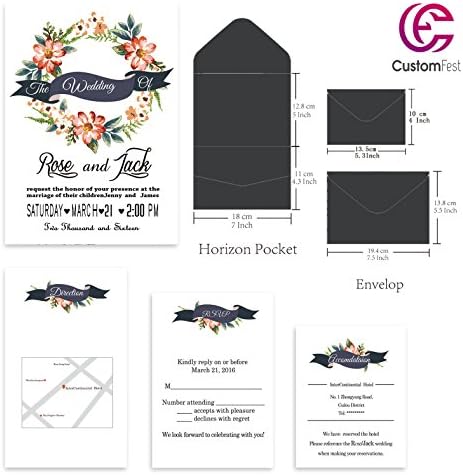 CustomFest Customizable Wedding Invitations With RSVP Card Stock for Greeting, Wedding, Engagment, Party, Anniversary, Invitation, Pack of 30