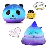 CETIM 2 Pack Jumbo Starry Squishies Slowing Rising Kawaii Galaxy Starry Panda And Smilimg Poo Sweet Scented Squishy for Kids Party, Stress Relief Toy, Decorative Props Doll Gift Fun Large (2 PACK)