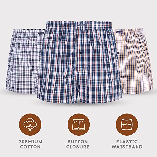Vanever 3PK Men's Woven Boxers, 100 Cotton Boxer Shorts for Men