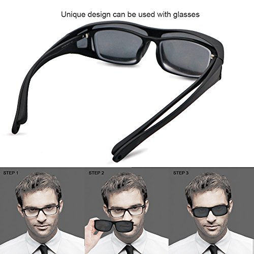 Solar Shield Fits over Glass Sunglasses for Driving Flying Boating Fishing and Snowing by Yonovo,Smoke - Thumbnail 6