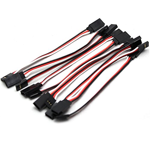 YXQ 10Pcs 100mm Servo Extension Cable 3 Pin Male to Female Lead Wire for RC Airplane (4inch, 10Pcs)