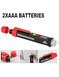 AIRIC Voltage Tester Pluma Sin contacto, Juicio de cable Nulo en vivo, Sensibilidad ajustable 12-1000V 48V-1000V Detector de voltaje de CA con linterna LED, Modo de alarma Aad Sonido de apagado automático