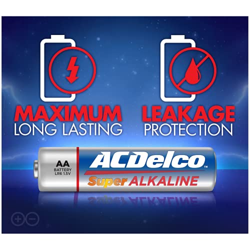 ACDelco 100Count AA Batteries, Maximum Power Super Alkaline Battery, 10Year Shelf Life