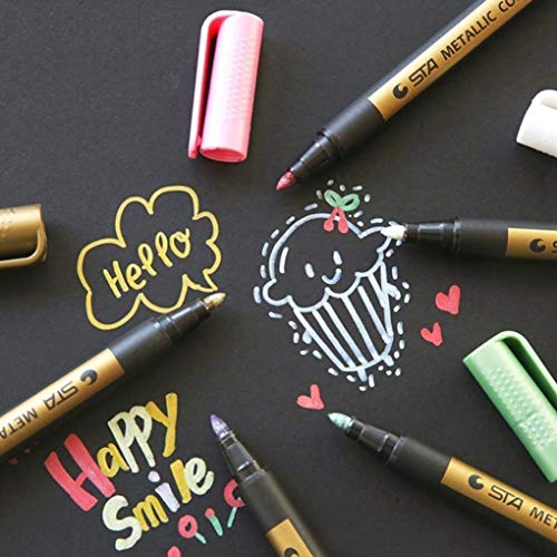 2PC Metallic Markers Paints Pens Art Glass Paint Writing Markers DIY Card Making for Gift Card Making,DIY Photo Album,Scrapbooking Crafts (Random, 2PC X 14.2cm x 1.3cm) - Thumbnail 3