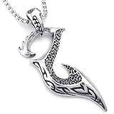 KONOV Mens Biker Tribal Phoenix Bird Firebird Stainless Steel Pendant Necklace, 22 inch Chain