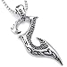 KONOV Mens Biker Tribal Phoenix Bird Firebird Stainless Steel Pendant Necklace, 22 inch Chain