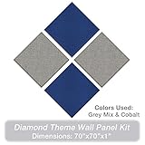 ADW Acoustic Panels 70” X 70” X 1” Diamond Theme Kit – Quick Easy DIY Install - Various Color Combos
