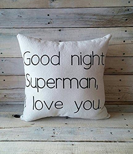 Goodnight Superman I love you Pillowcase, Children Pillowcase, Little Boy Pillow Cover, 16x16 Nursery Room Decor, Baby Shower Gift, Home Décor
