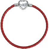 KunBead Women Heart Clasp Leather Charm Bracelets for Women DIY Jewelry Making Compatible with Pandora Charms