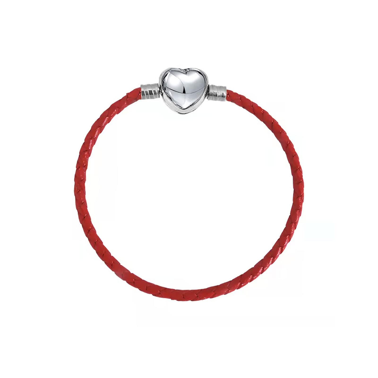 KunBead Jewelry Mens Braided Womens Red Leather Bracelets for Bead Charms