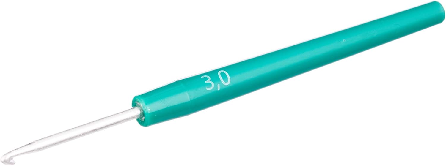 Gründl 1219-300 Häkelnadel, Metall mit Kunststoffgriff, grün, 3 mm