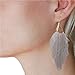 Humble Chic Fringe Tassel Statement Dangle Earrings - Lightweight Long Feather Drops, Grey, Dove Gray, Gold-Tone