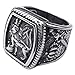 KONOV Mens Stainless Steel Ring, Vintage Gothic Crown Leo King Signet, Black, Size 11