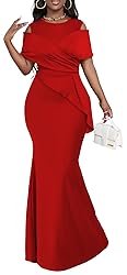 Red Formal Dresses for Women Sexy Cold Shoulder