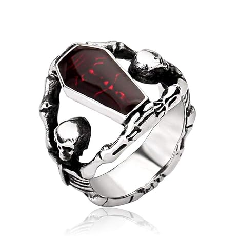 Dixinla Ring Edelstahl, Titan-Stahl tropft Gel Mens Persönlichkeit Vampir Sarg Ring Schmuck Geschenk für Familie oder Freunde