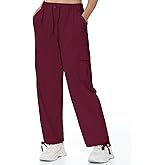 Womens Cargo Joggers Parachute Y2K Pants Lightweight Hiking Travel Scrub Pants Elastic Waist with Drawstring Quick Dry