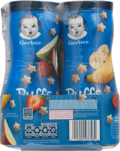 GERBER PUFFS BANANA & STRAWBERRY APPLE, 1.48 OUNCE (PACK OF 4)