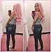 Ebingoo Natural Long Wavy Middle Part Pink Synthetic Lace Front Wig for Women Girls 26 inch( with Wig Cap)