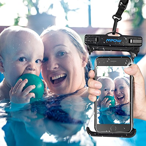 Mpow Waterproof Phone Pouch, Full Transparency IPX8 Waterproof Case with Adjustable Lanyard Universal Dry Bag Compatible for iPhone X/8/8P/7/7P, Galaxy S9/S9P/S8P/Note 8, Google/HTC up to 6.0
