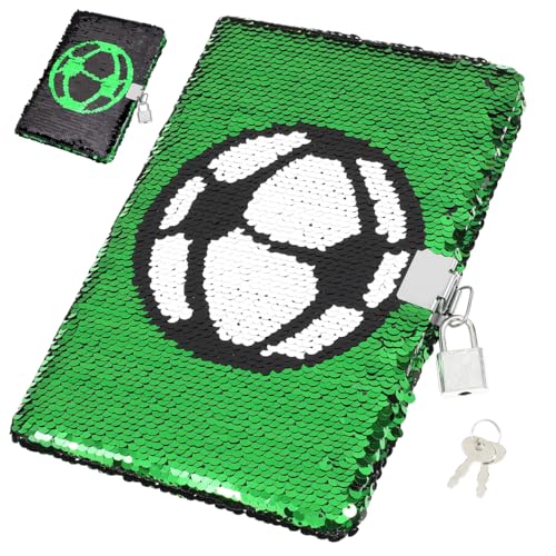 MAGICLULU Carnet de notes à paillettes sur le thème du football avec cadenas Journal Planificateur Esquisse Voyage Écriture