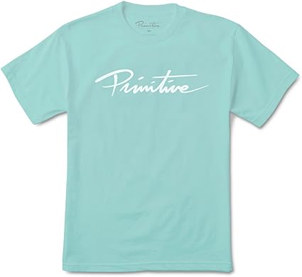 Primitiva de los Hombres Nuevo Script SS T Shirt Verde Menta, Verde, XX