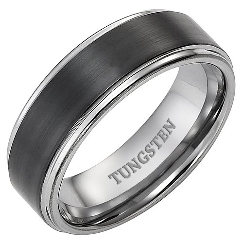 Willis Judd Mens 8mm Black Band Ring Crafted in Pure Tungsten Free Black Velvet Gift Box