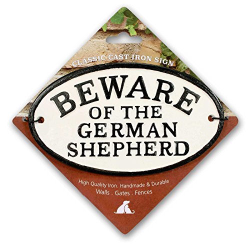 Beware of The German Shepherd Cast Iron Oval Sign