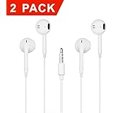 2-Pack Earphones, Earbuds, Stereo Headphones and Noise Isolating Headset with Mic and Remote Control for Apple iPhone iPod iPad and Android (White)