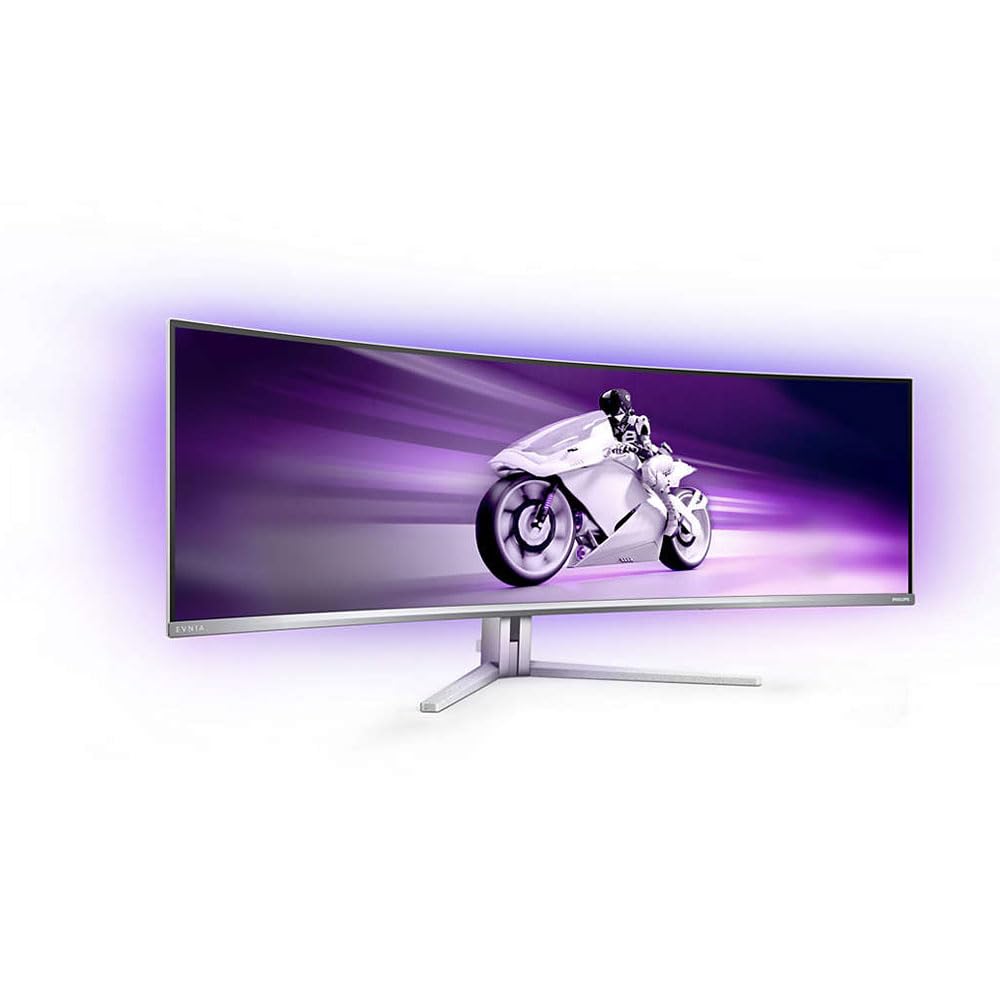 Philips Monitors Evnia 49M2C8900L - 49 Zoll DQHD OLED Curved Gaming Monitor, 144 Hertz, 0,03ms GtG, HDR400, Ambiglow (5120x1440, HDMI 2.1, DisplayPort 1.4, USB-C, USB Hub) Weiss 3