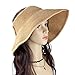 Beautyer Women's Wide Brim Roll Up Floppy Beach Straw Sun Hat Visor Cap (Navy & Khaki)