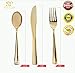 MAINPLAST Gold Disposable Cutlery Set -180 Pieces - Knives, Spoons, and Forks - Heavy Duty Plastic Eating Utensils For Parties, Restaurants Or Home Use, Full Dinner Size of Gold Plastic Tableware 2019