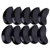 10pc Neoprene Golf Iron Club See Through Window Head Cover Protection Case Set (Black) - for Taylormade, Nike, Callaway, etc.
