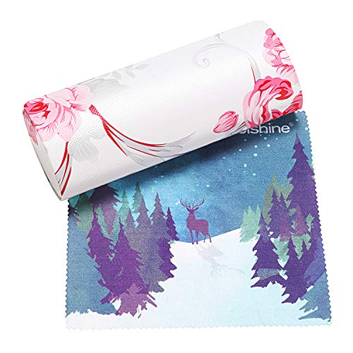 Molshine Floral Eyeglass Case, Long Oval Hard Glasses Case with Microfiber Cleaning Cloth (pink)