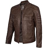 Decrum Leather Jacket Men - Cafe Racer Style Fashion Real Lambskin Leather Jacket For Men