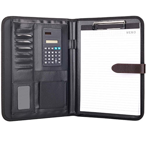 Plinrise PU Leather File Folders With Pockets Clipboard Folder, Portfolio And Case Ring Binders, For Letter Size Writing Pad For Business Design